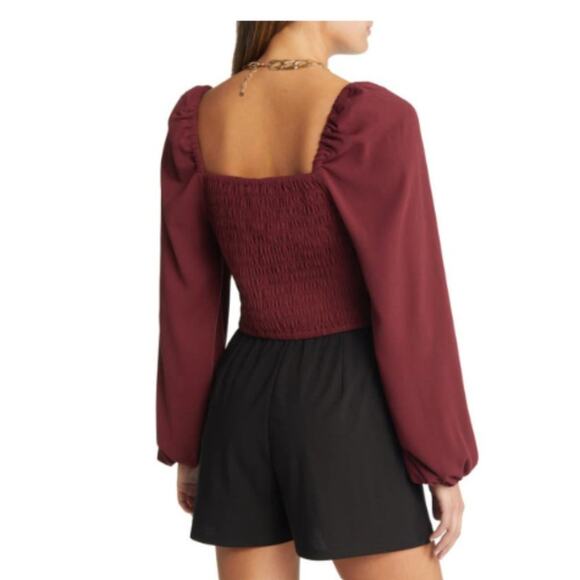 New ~ OPEN EDIT ~  (Nordstrom) Ruched Keyhole Crop Top ~ Small - Picture 7 of 9